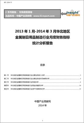 2013-2014年3月華北地區(qū)金屬制日用品制造行業(yè)財(cái)務(wù)指標(biāo)月報(bào)